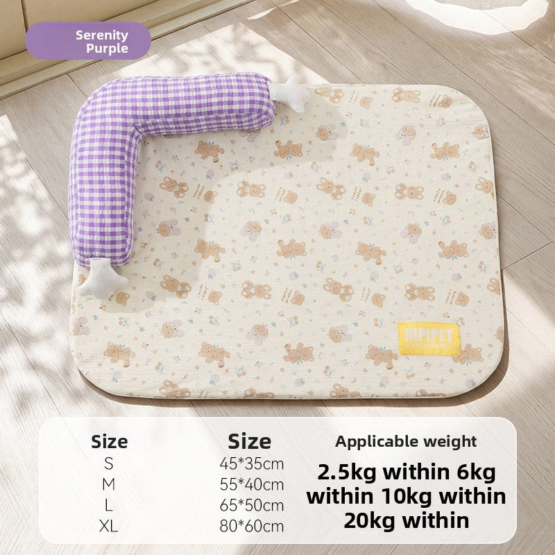 Detachable open pet bed with matching pillow in a cute print pattern, photo 50