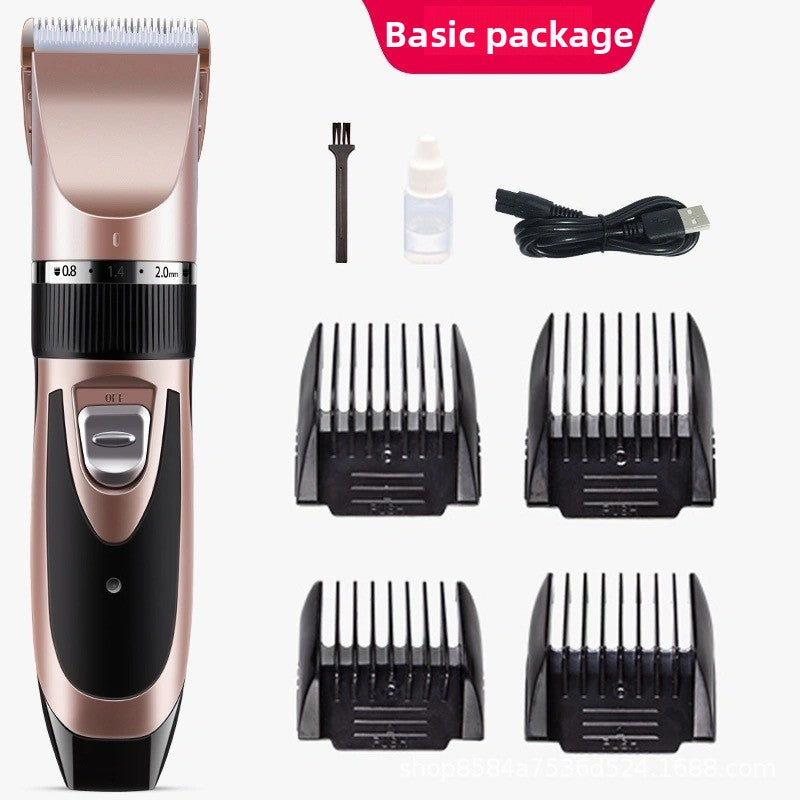 Pet Hair Clipper Set with 4 Limit Combs, Rechargeable Dual Voltage