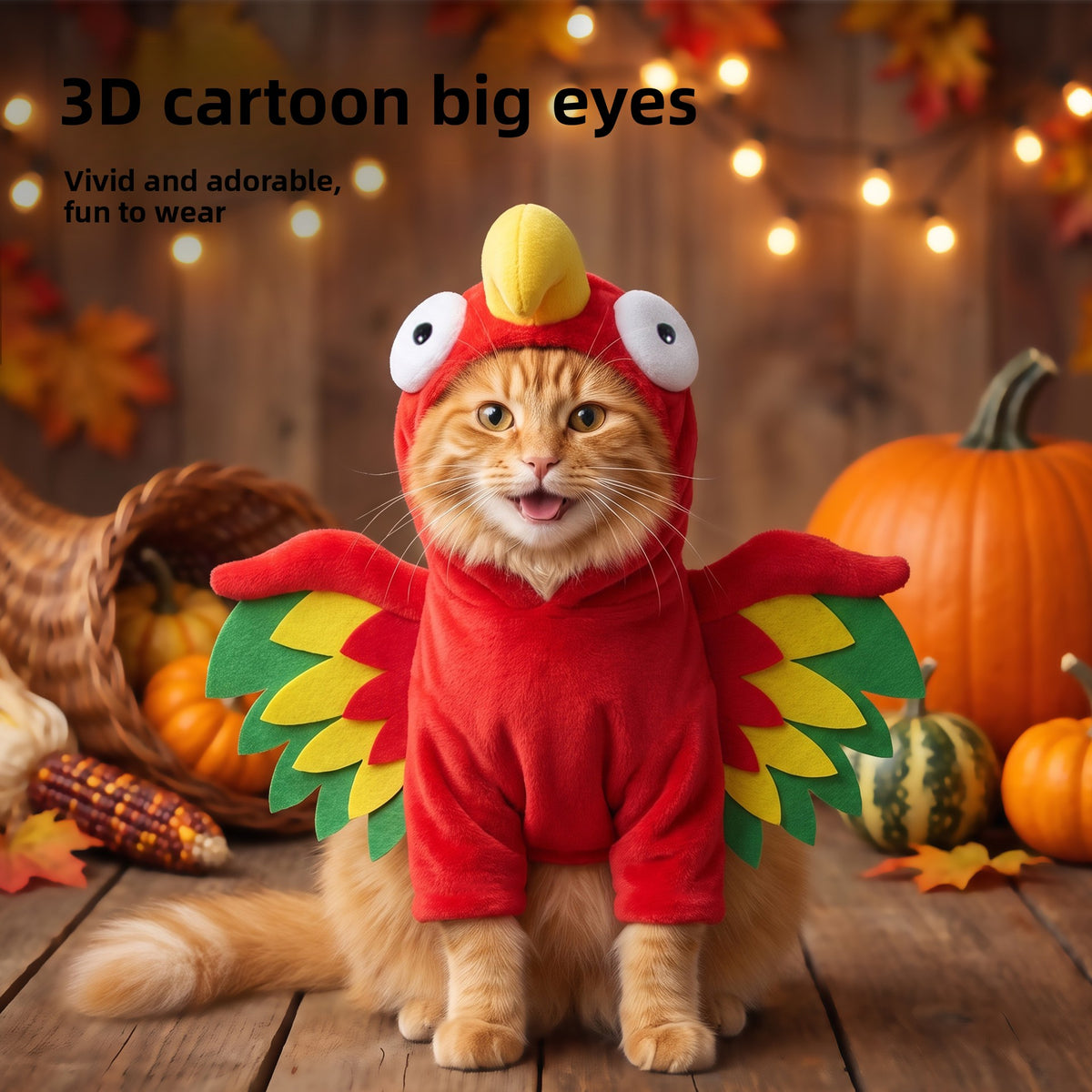 Hooded turkey dress up costume for cats and dogs