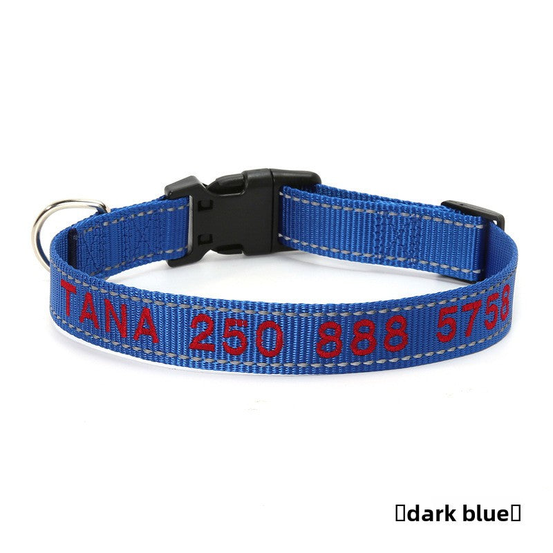 Reflective nylon dog collar in Grass Green, material detail