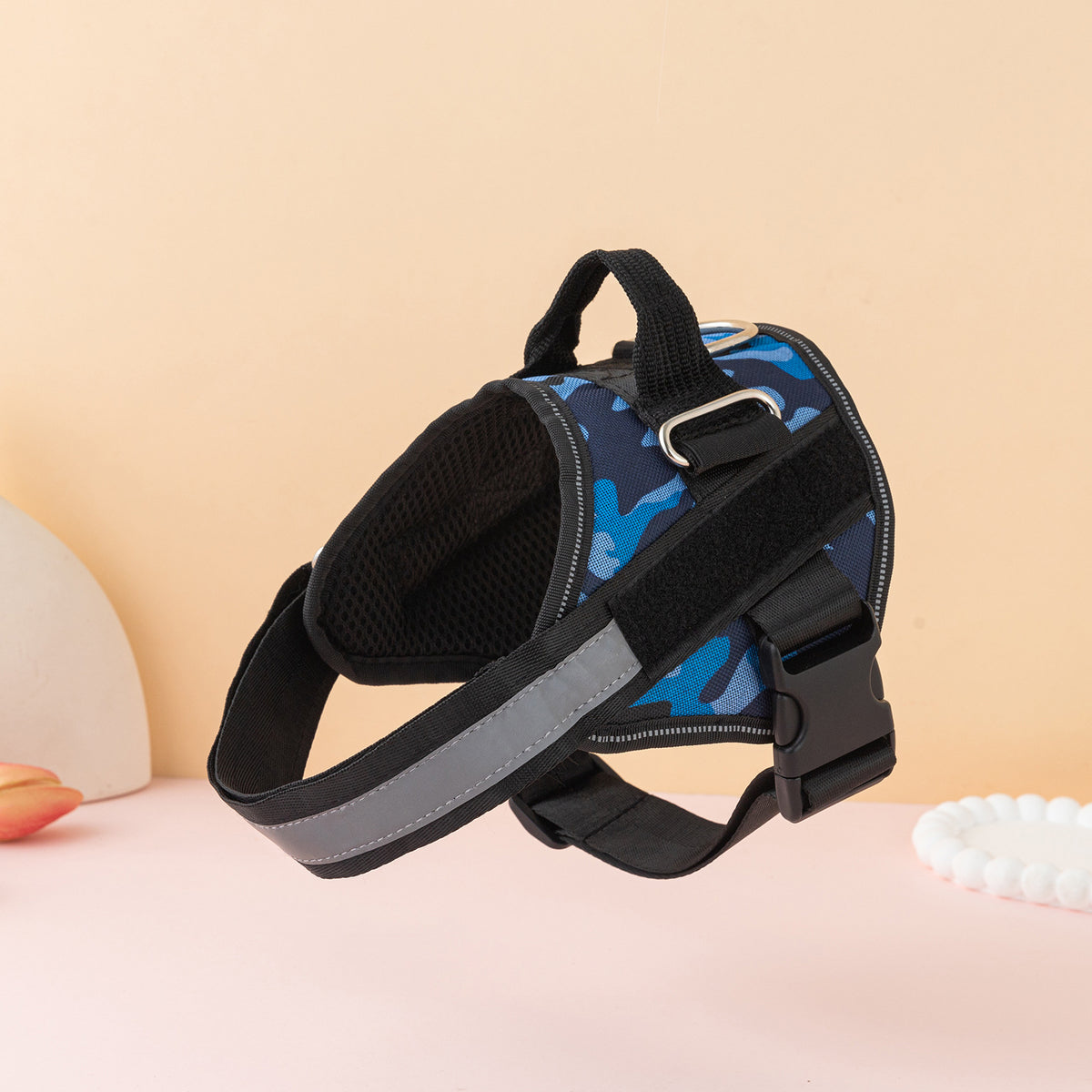 Reflective escape resistant dog harness in black, view 48