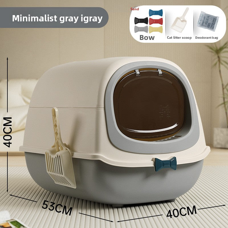 Modern Enclosed Cat Litter Box with Butterfly Entrance, UV Option