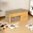 Two tier wooden cat scratching house with doors in natural wood, view 9