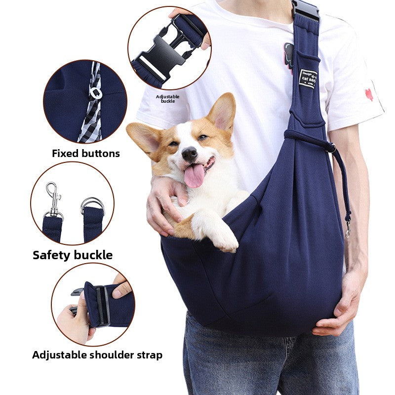 Grey pet sling carrier bag with adjustable shoulder strap, photo 2