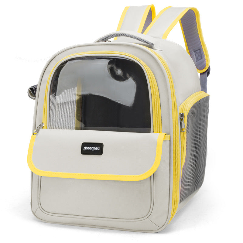 Grey Oxford cloth pet carrier backpack for small dogs, photo 5