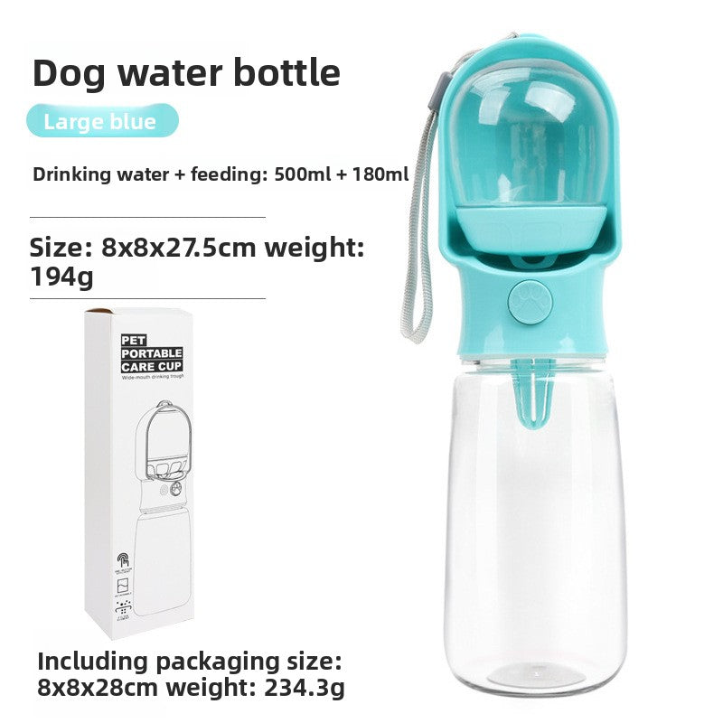 Portable Dog and Cat Outdoor Water Bottle with Feeding Area, Leak-Proof, 320ml or 500ml