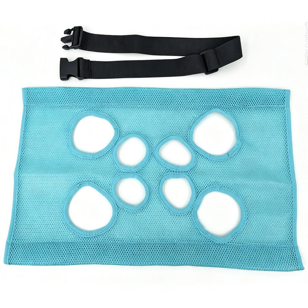 Hanging pet grooming hammock for dogs and cats in Blue Single Mesh