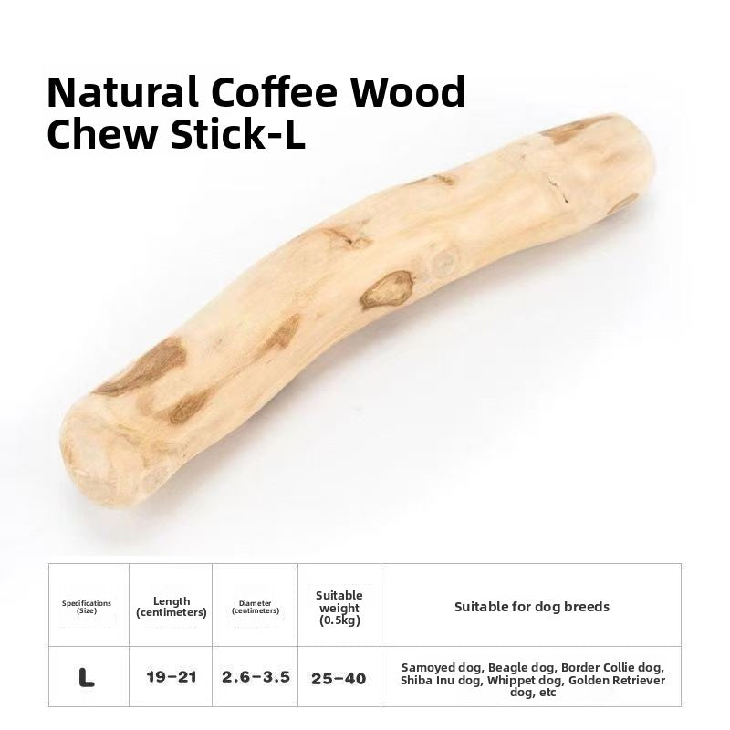 Natural coffee wood dog chew stick for small to large dogs, view 8