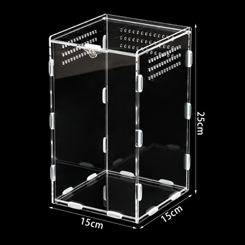 Clear acrylic reptile habitat box, full product photo