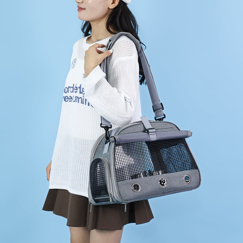 Green breathable bird carrier shoulder bag with mesh windows, view 2