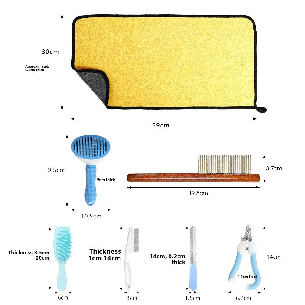 Pet Spa Grooming Kit with Bath Brush, Comb and Nail Clipper