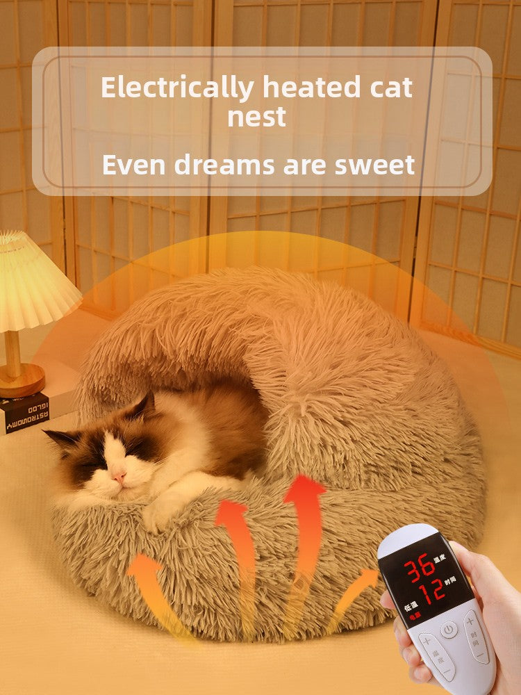 Heated enclosed cat cave bed, main product photo
