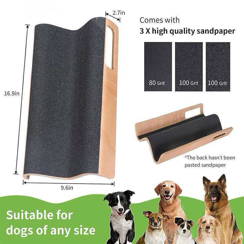 Solid Wood Nail Grinding Board for Dogs, Sandpaper Scratch Pad