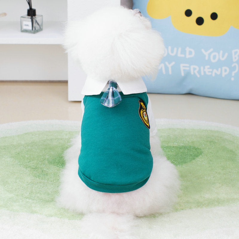 College style dog T-shirt in polyester in Skirt, in a home setting