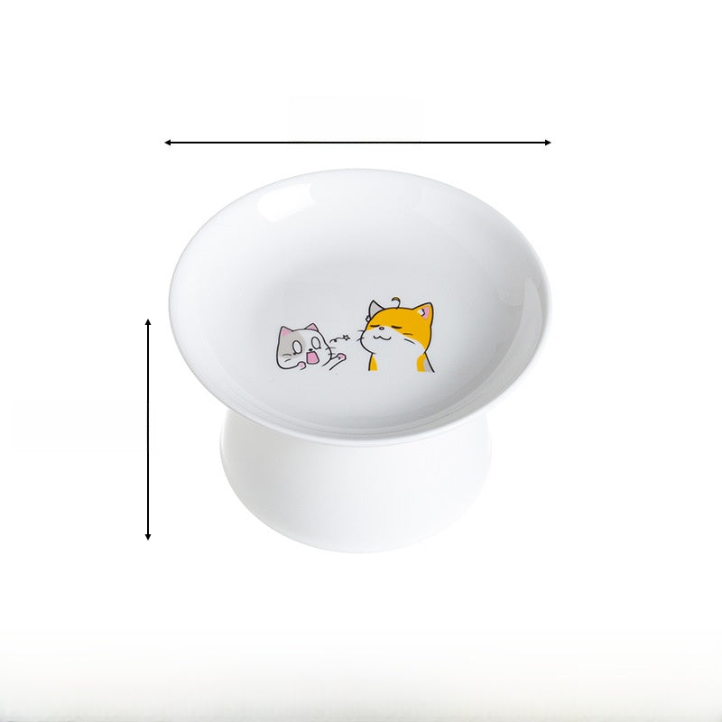 Raised Ceramic Cat Bowl, Elevated Feeding Dish