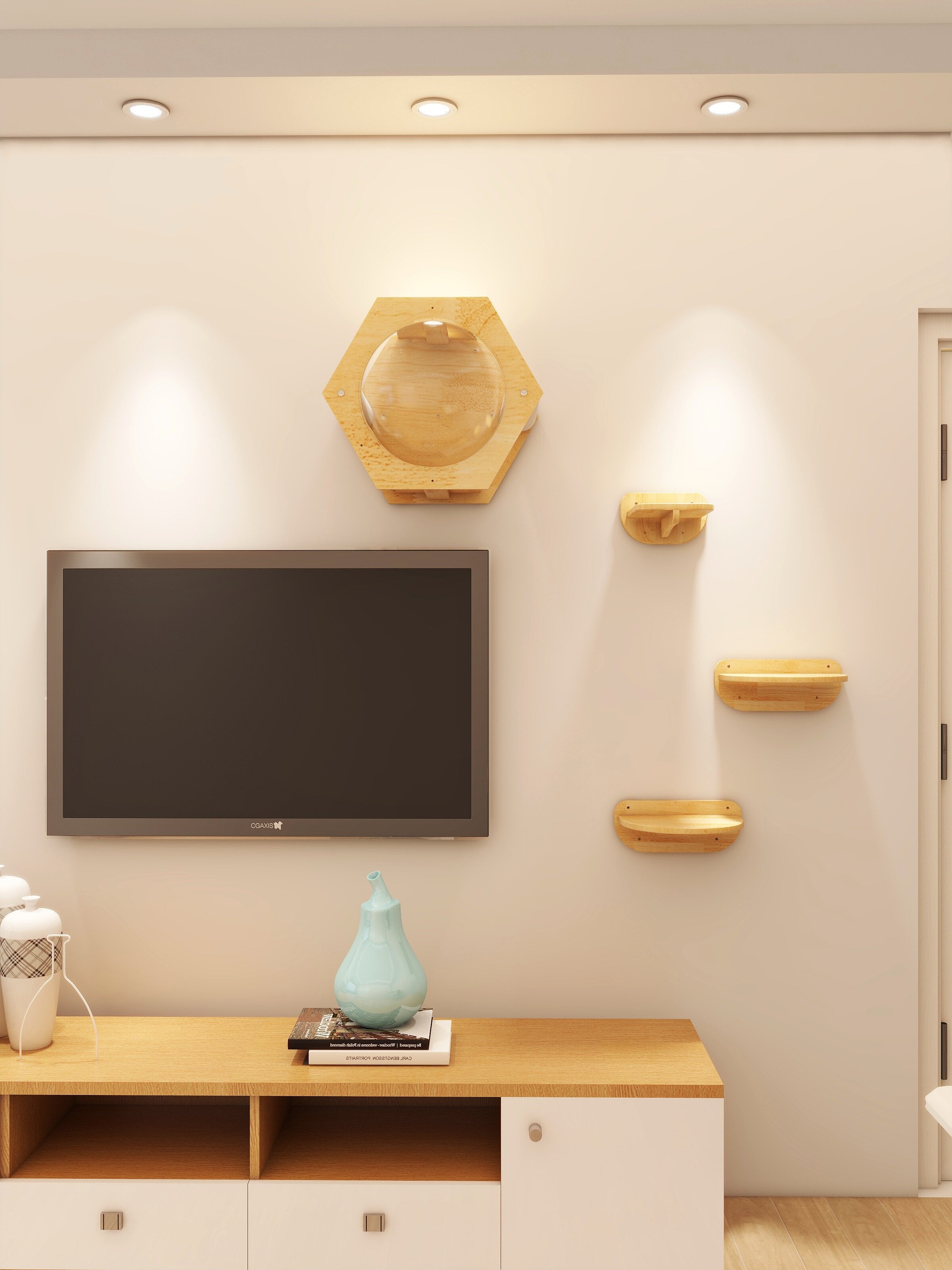 Wall-mounted solid wood cat climbing space capsule module, photo 16