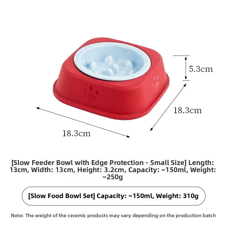 Ceramic Slow Feeder Pet Bowl with Removable Yogurt Box and Non-Slip Base in Seven Colours