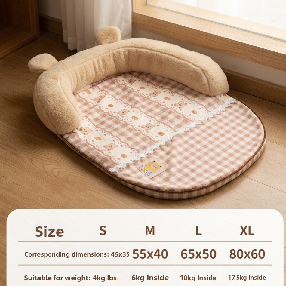 Open Dog Kennel Mat with Cute Print, Warm Spacious Bed
