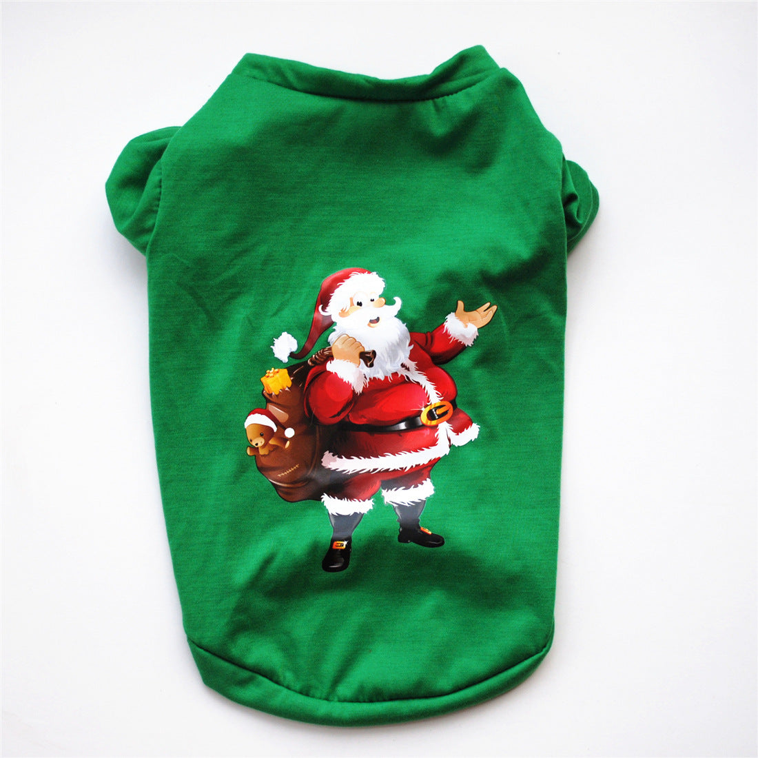 Christmas dog T-shirt in light polyester in Candy Cane, in use with a pet