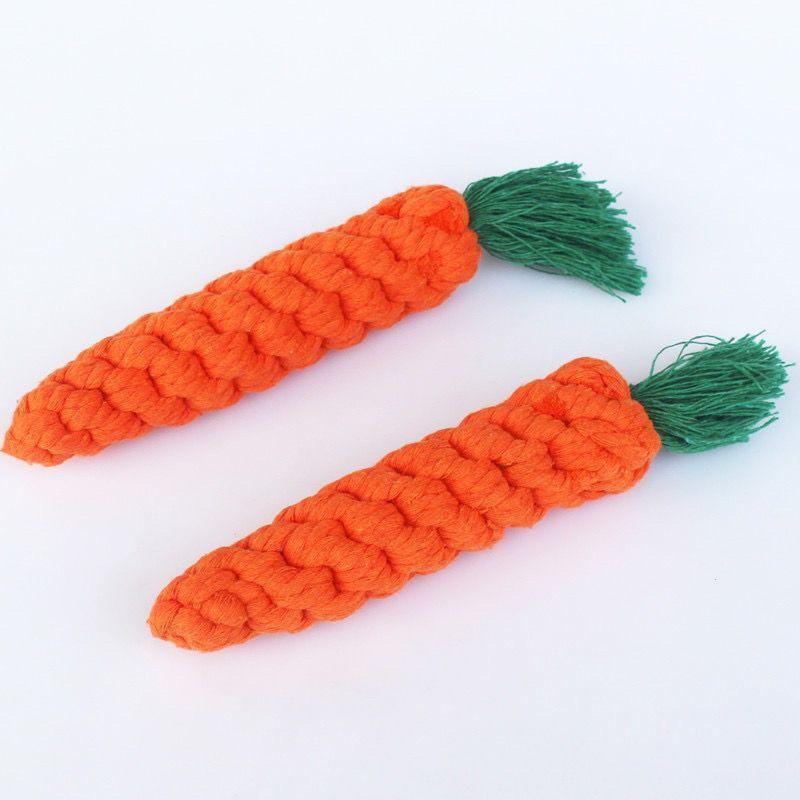 Woven carrot chew toy for small dogs teeth cleaning - photo 2