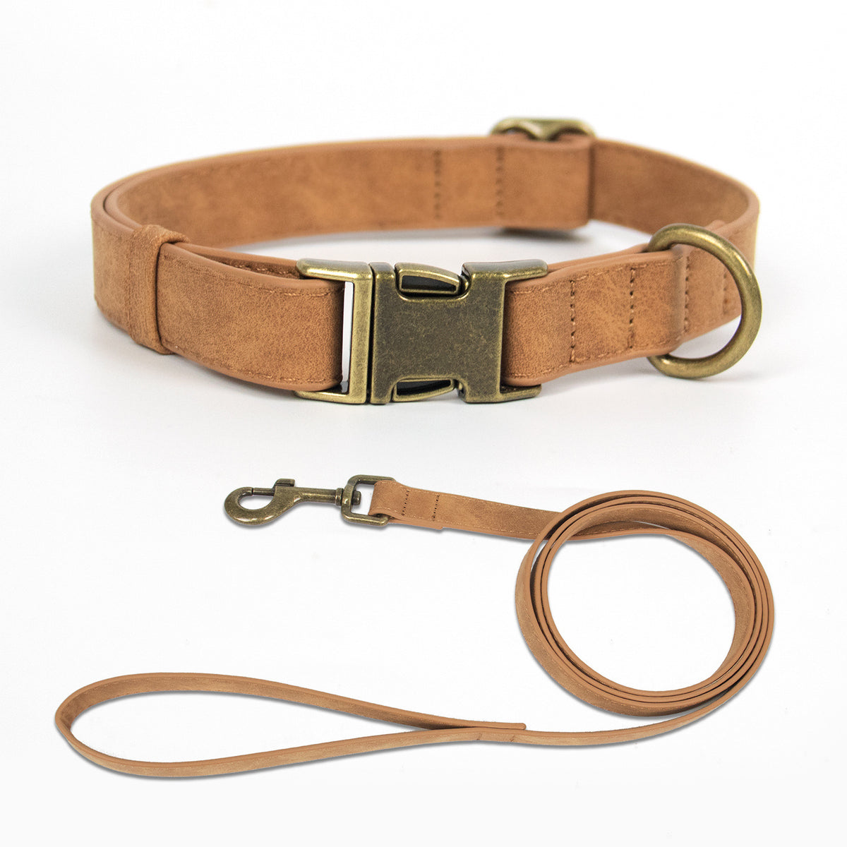 Retro PU leather dog collar and lead, 3 sizes available