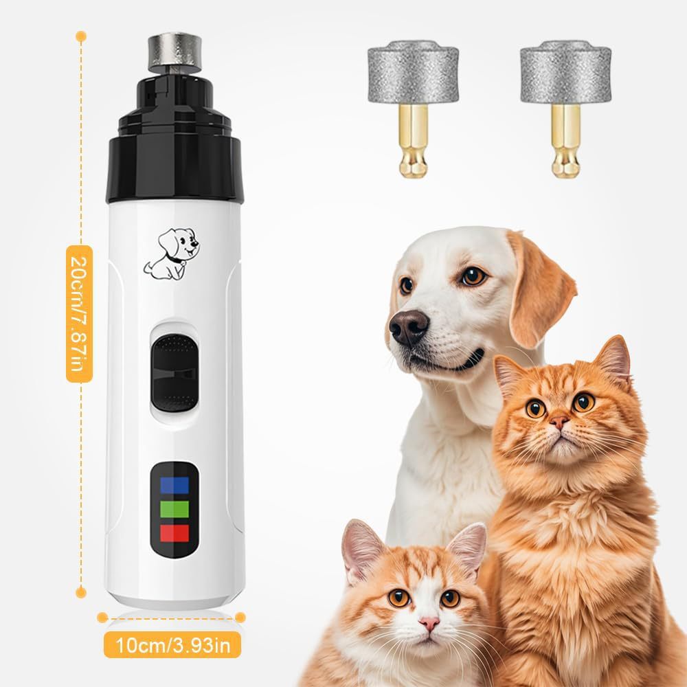 Dust-Free Pet Nail Grinder with LED Light, USB Rechargeable 2-Speed