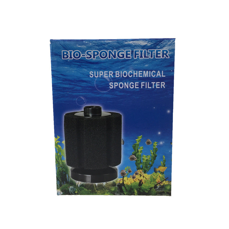Cylindrical biochemical sponge filter in an aquarium, view 9