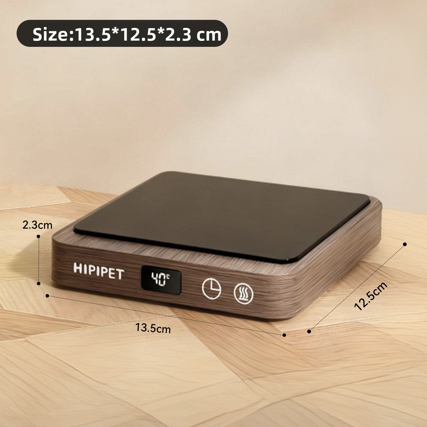 Heated pet water bowl with wooden base, photo 5 of 5