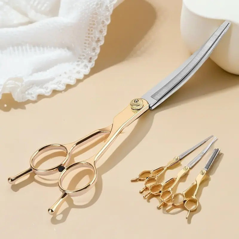 Pet Grooming Scissors and Steel Comb Kit, Curved and Thinning Shears