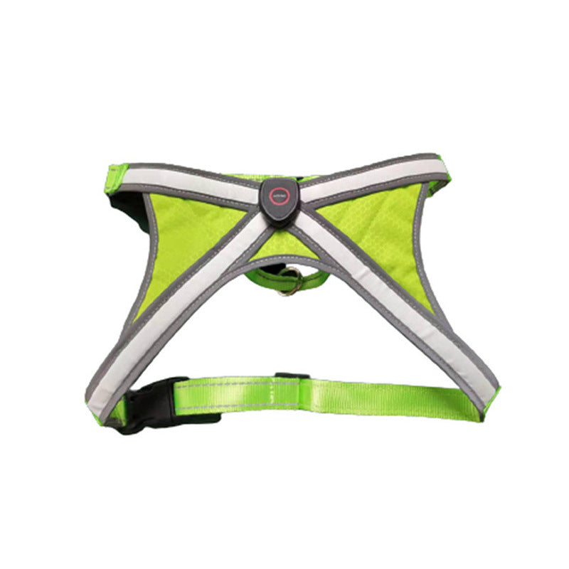 USB rechargeable light up dog harness vest with cross strips