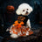 Black Halloween skull print pet dress with mesh skirt for dogs and cats, image 1