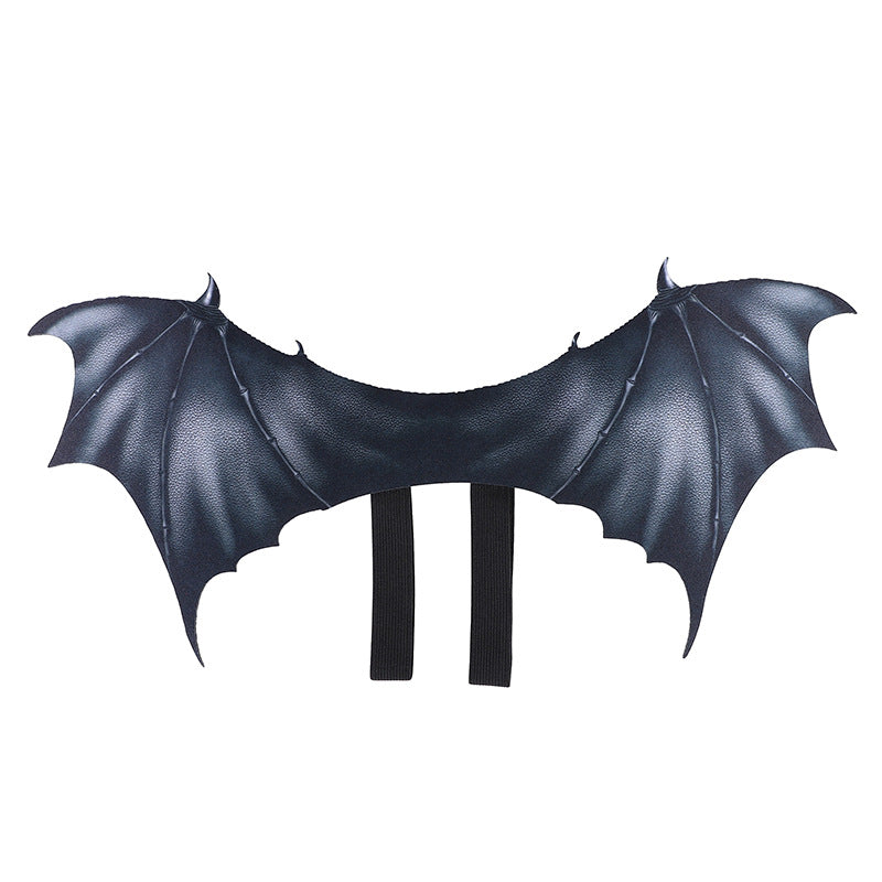 Halloween black bat wings costume for dogs and cats in Black, showing size and shape