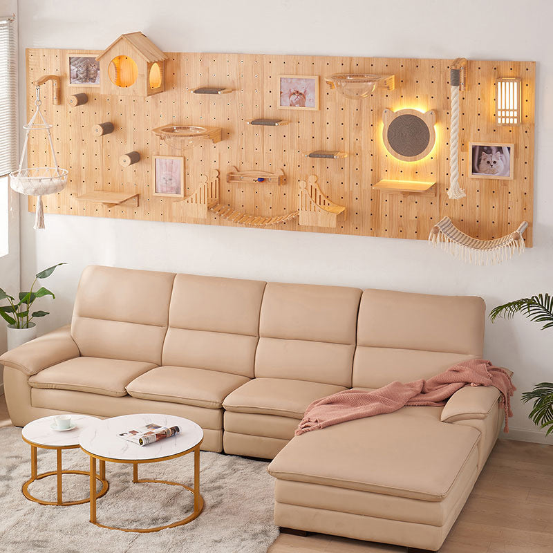 Modular wooden wall-mounted cat climbing board with shelves, photo 2