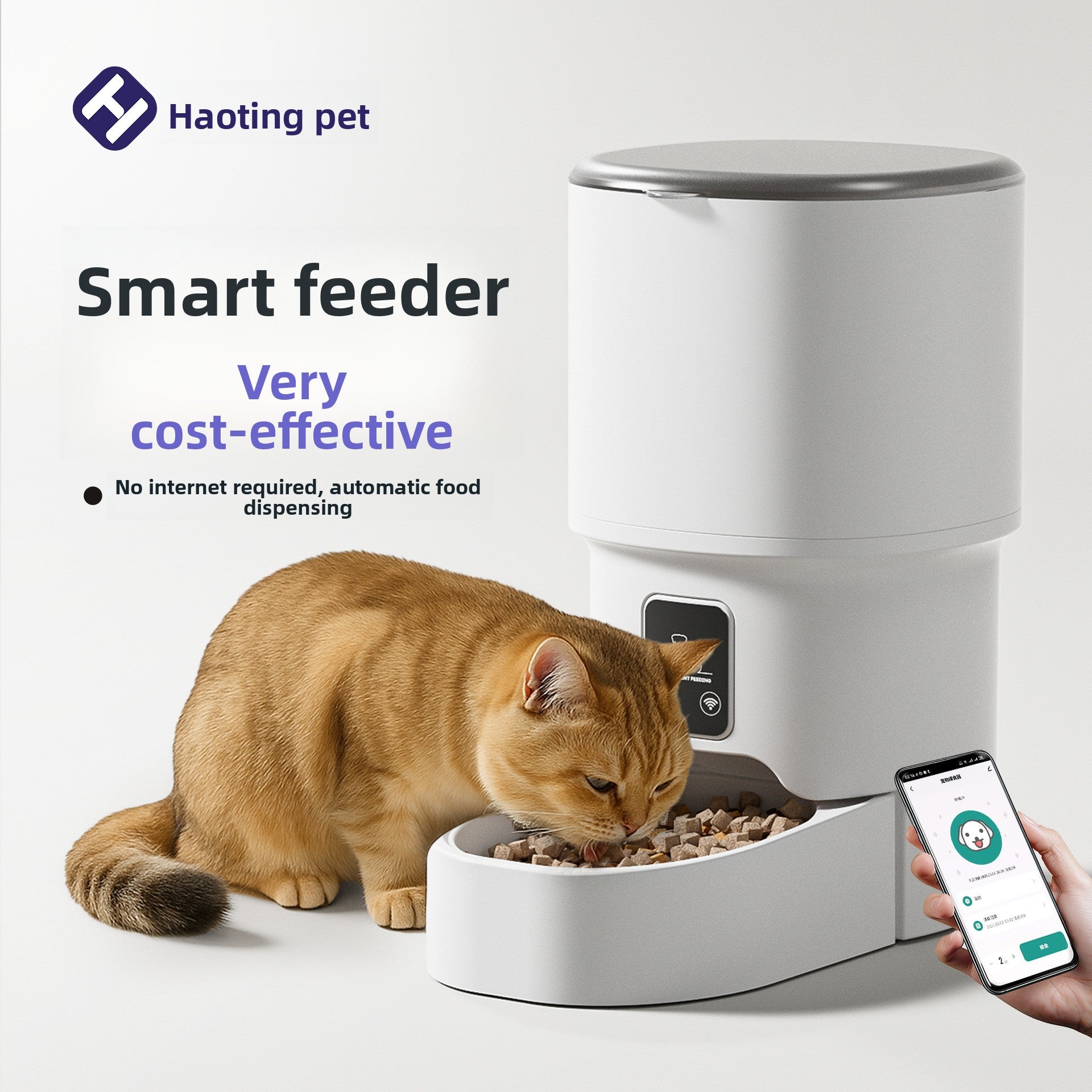 Automatic Pet Feeder with WiFi App and Timer Control, 4L Capacity with Optional Steel Bowl