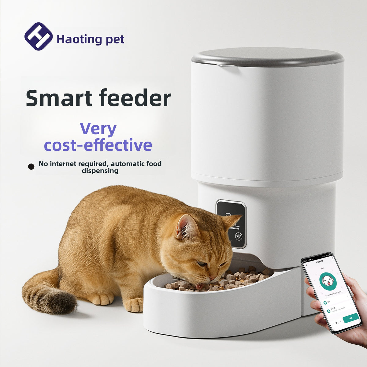 Automatic Pet Feeder with WiFi App and Timer Control, 4L Capacity with Optional Steel Bowl