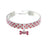 Three row rhinestone elastic collar in pink on a small dog