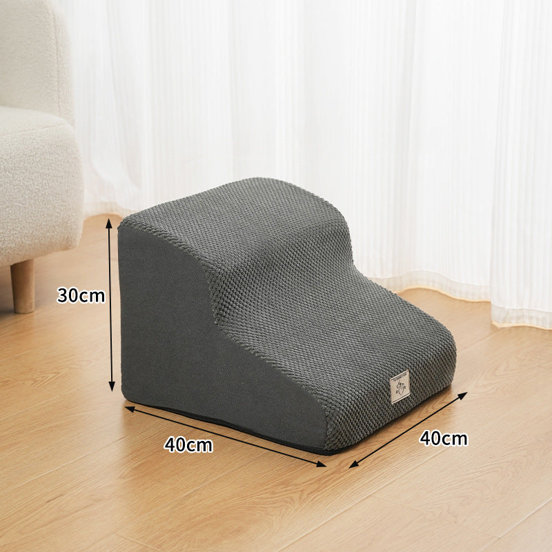 Grey foam pet stairs with non-slip washable cover, photo 4