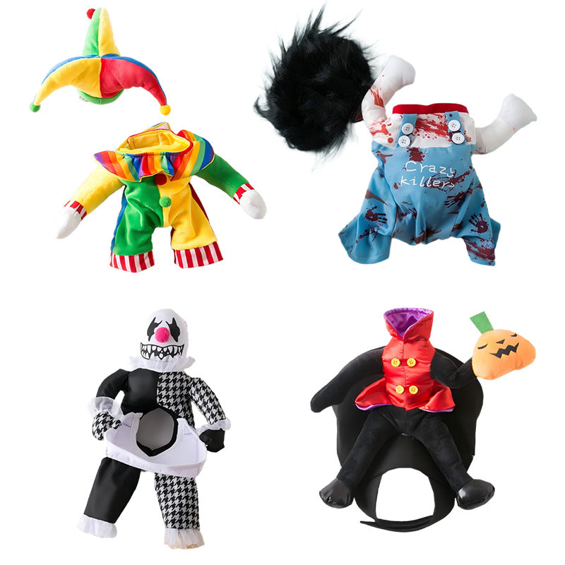Selection of funny Halloween and Christmas costumes for pets