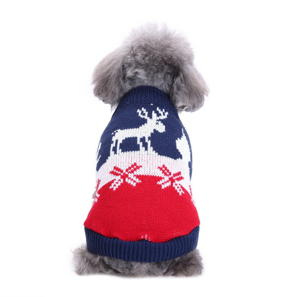 Blue knitted wool jumper for dogs and cats in Blue, material detail