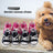 Denim canvas dog shoes with anti-slip sole in Pink, close-up detail