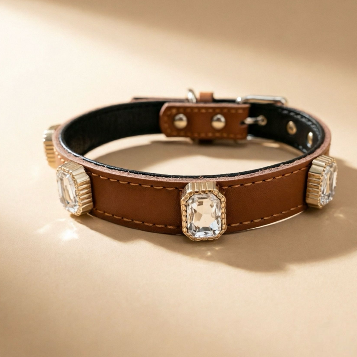 Cowhide leather dog collar with metal buckle, product image 28