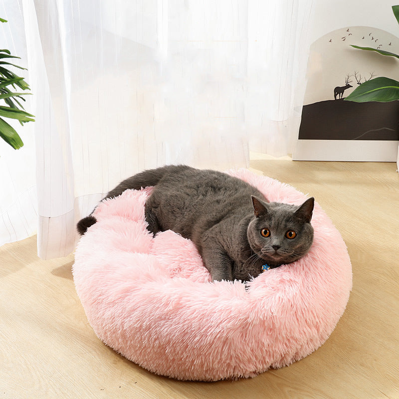 Plush donut pet bed for cats and small dogs, photo 2 of 80