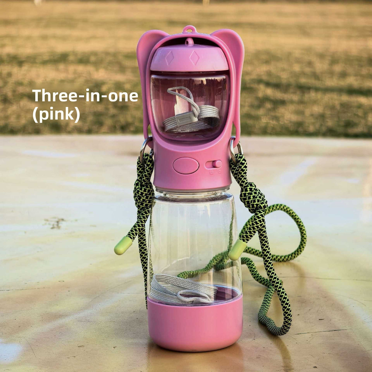 Portable 3-in-1 dog water bottle with snack cup and poop bag holder - view 14
