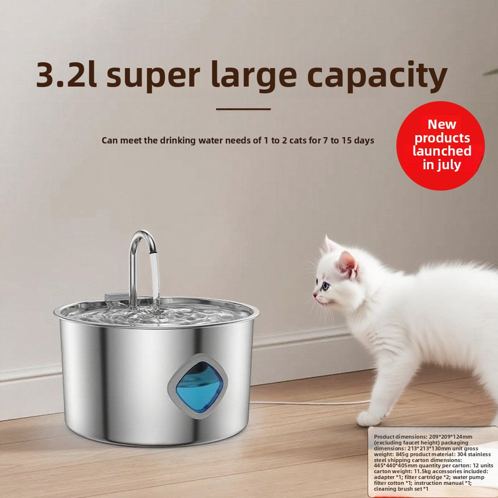 Automatic Pet Water Dispenser Stainless Steel 3.2L