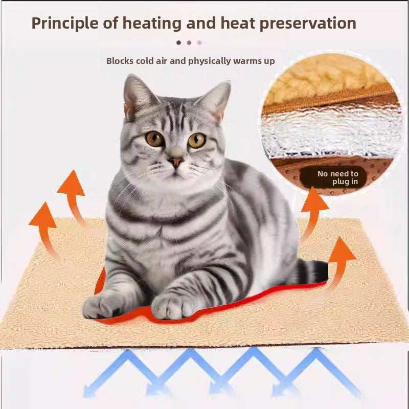 Grey heat-retaining winter bed pad for cats and kittens