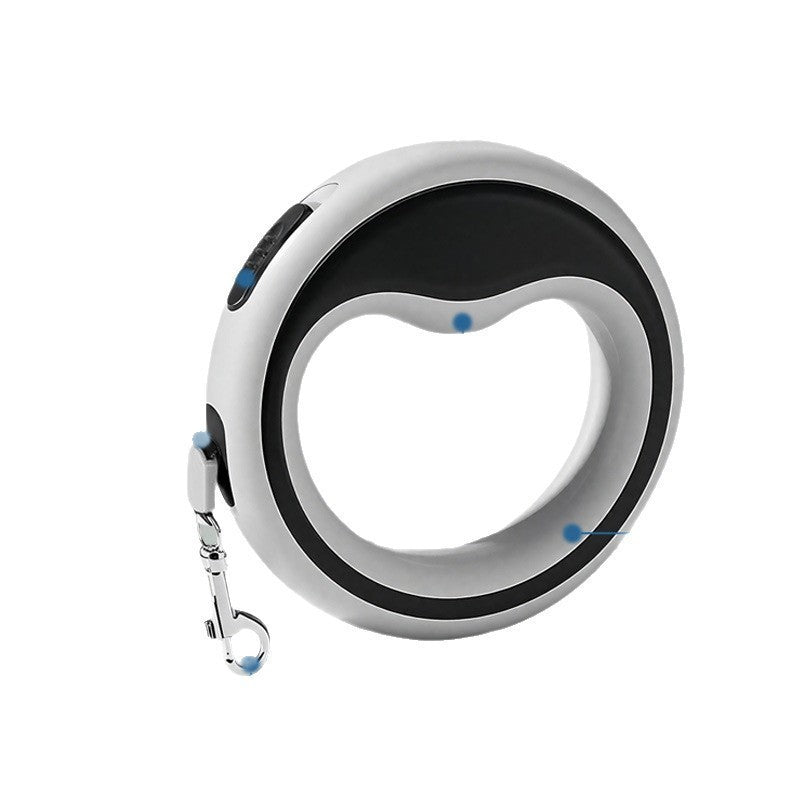 Dual head retractable lead for walking two dogs with bag holder