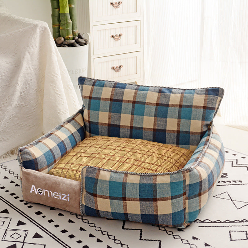 Check pattern pet nest bed with removable washable cover, photo 50 of 77