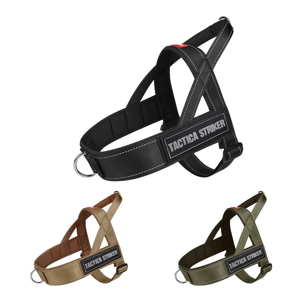 Tactical no escape dog harness in khaki on a large dog