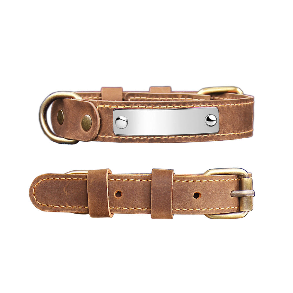 Handmade cowhide leather dog collar with steel buckle, product image 15
