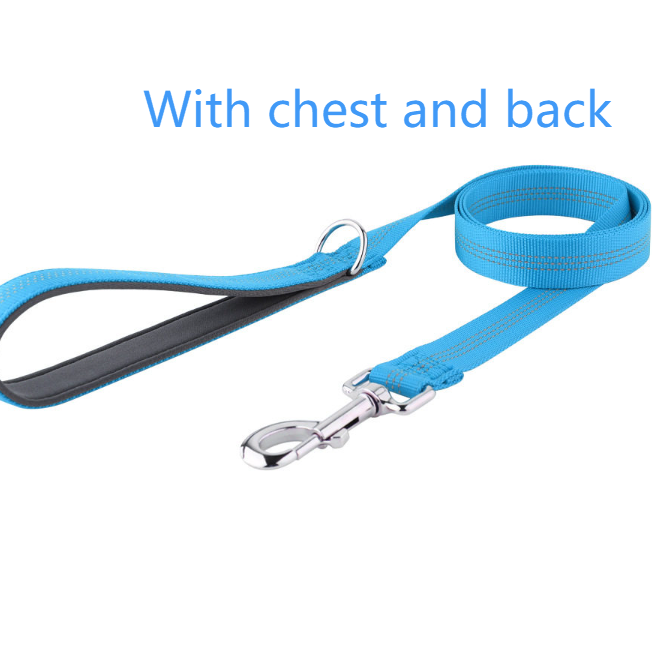 Wide chest nylon dog harness with front buckle and metal hardware, product image 80